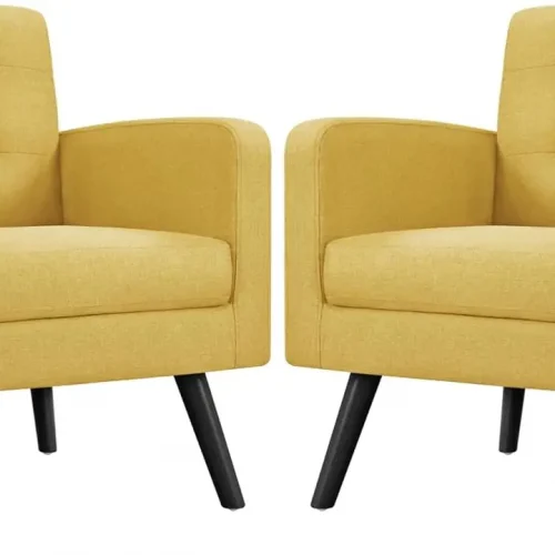 Mid-Century Accent Chairs, Modern Upholstered Living Room Chair,Cozy Armchair Button Tufted Back and Wood Legs for BedroomOffice