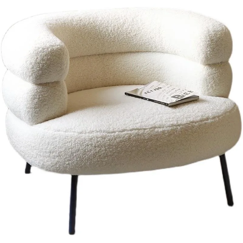 Bohemian Fluffy Accent Chair Modern Lamb Wool Lounge Chaise Plush Single Sofa for Small Space Luxury Vanity Stool for Bedroom - Image 6