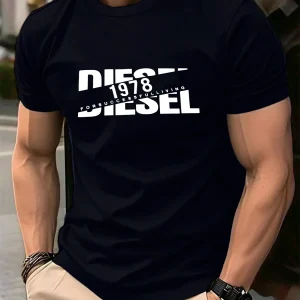 1978 Distressed Graphic Tee Edgy Streetwear Tops 100% Cotton Men's T-shirt Summer Lightweight Breathable Everyday Casual Shirts