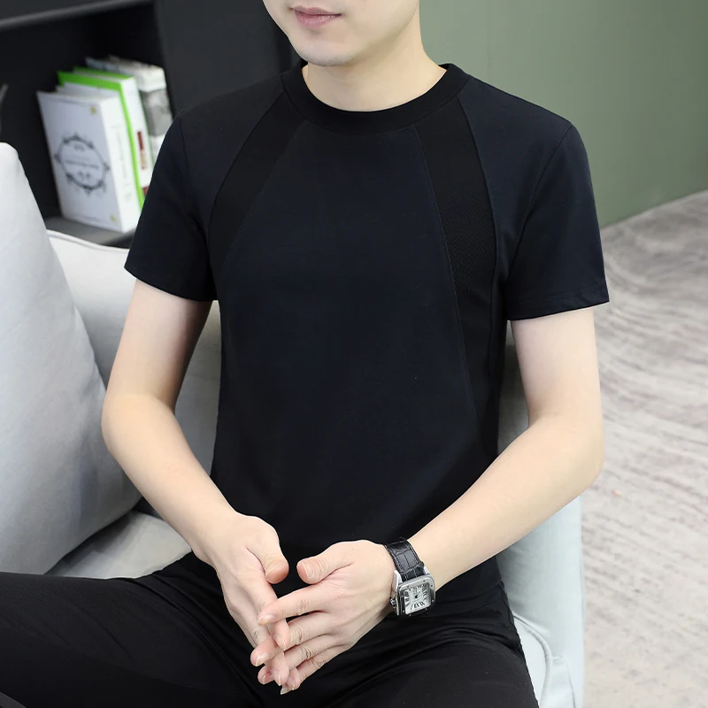 2026 Summer New Men's Heather Grey Crew Neck T-Shirt Soft Color Slim Fit Breathable Cool Casual Sport Short Sleeve Top Tees Man - Image 4