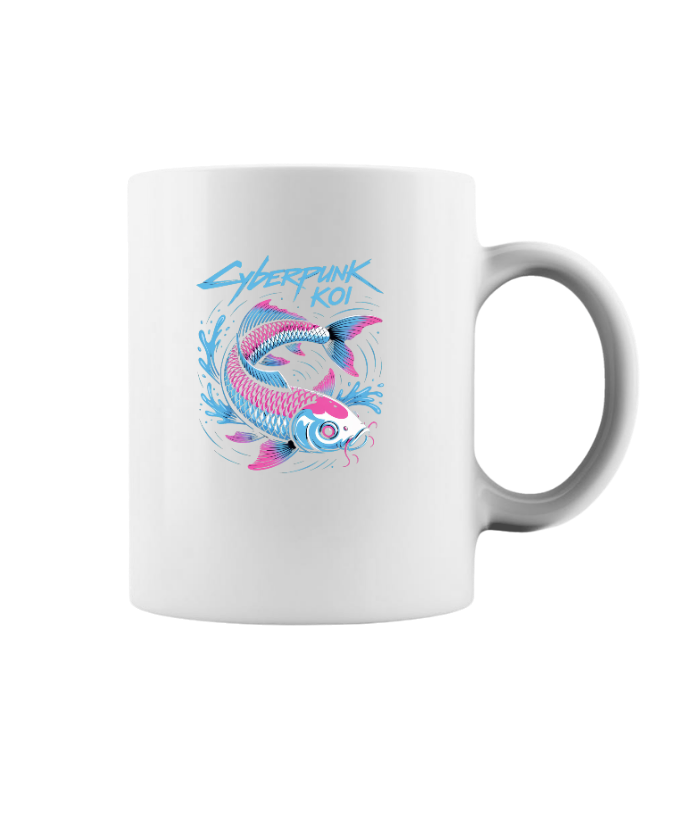 Cyberpunk Koi Fish Futuristic Design Mug - Image 3
