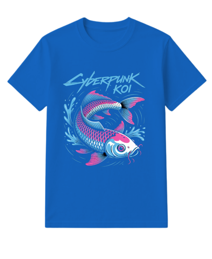 Cyberpunk Koi Fish Futuristic Design T-Shirt - Image 4