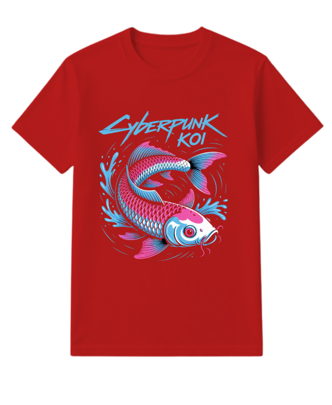 Cyberpunk Koi Fish Futuristic Design T-Shirt - Image 3