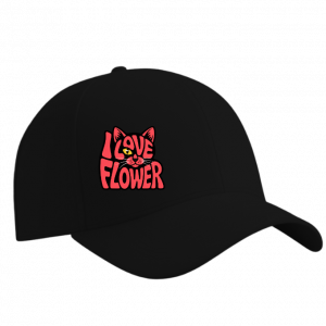 I Love Flower Cat Face Typography Graphic Design Hat