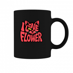 I Love Flower Cat Face Typography Graphic Design Mug