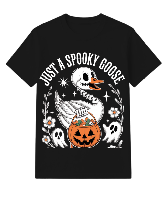 Just A Spooky Goose Halloween Pumpkin Design T-Shirt