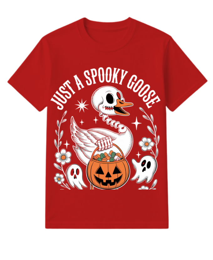 Just A Spooky Goose Halloween Pumpkin Design T-Shirt - Image 3