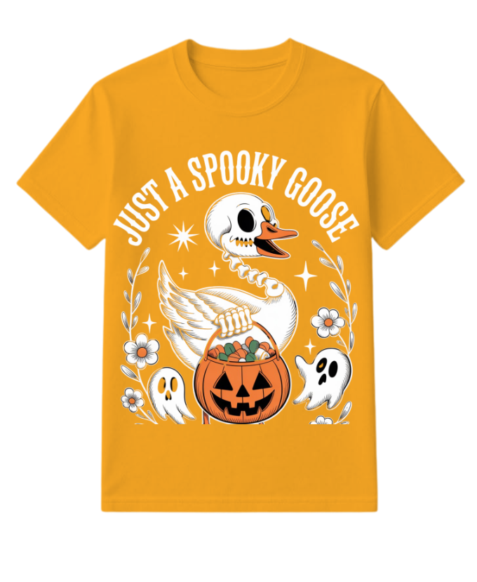 Just A Spooky Goose Halloween Pumpkin Design T-Shirt - Image 5