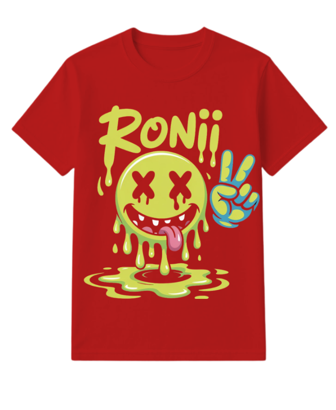 Roni Slime Smiley Face Streetwear Design T-Shirt - Image 3