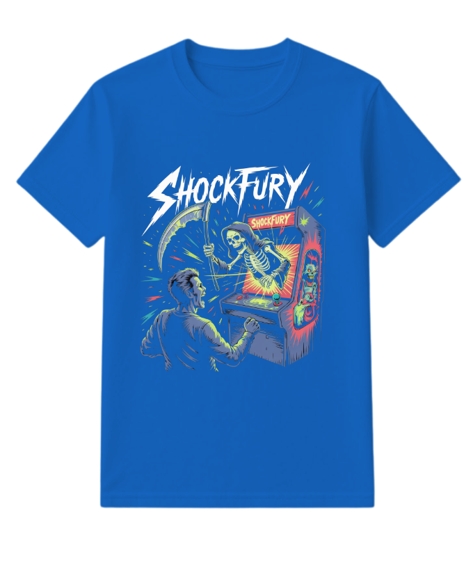 Shocktury Retro Arcade Horror Design T-Shirt - Image 4