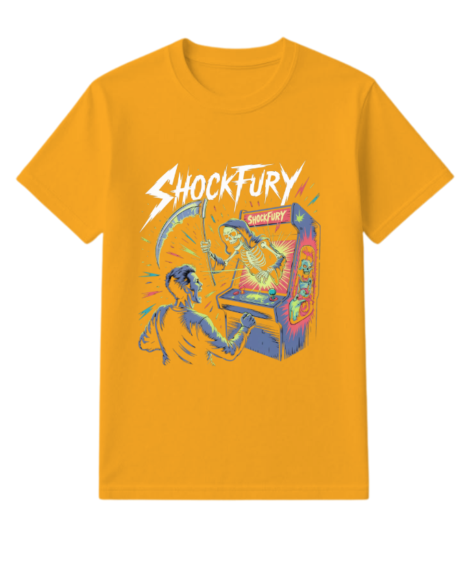 Shocktury Retro Arcade Horror Design T-Shirt - Image 5