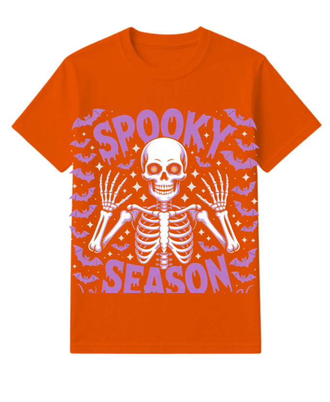 Spooky Season Skeleton Halloween Artwork T-Shirt - Image 4