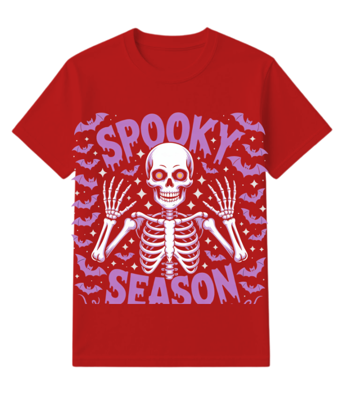 Spooky Season Skeleton Halloween Artwork T-Shirt - Image 3