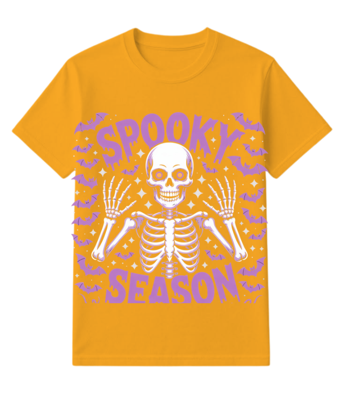 Spooky Season Skeleton Halloween Artwork T-Shirt - Image 5