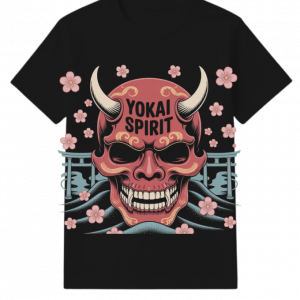 Yokai Spirit Red Demon Mask Japanese Style T-Shirt